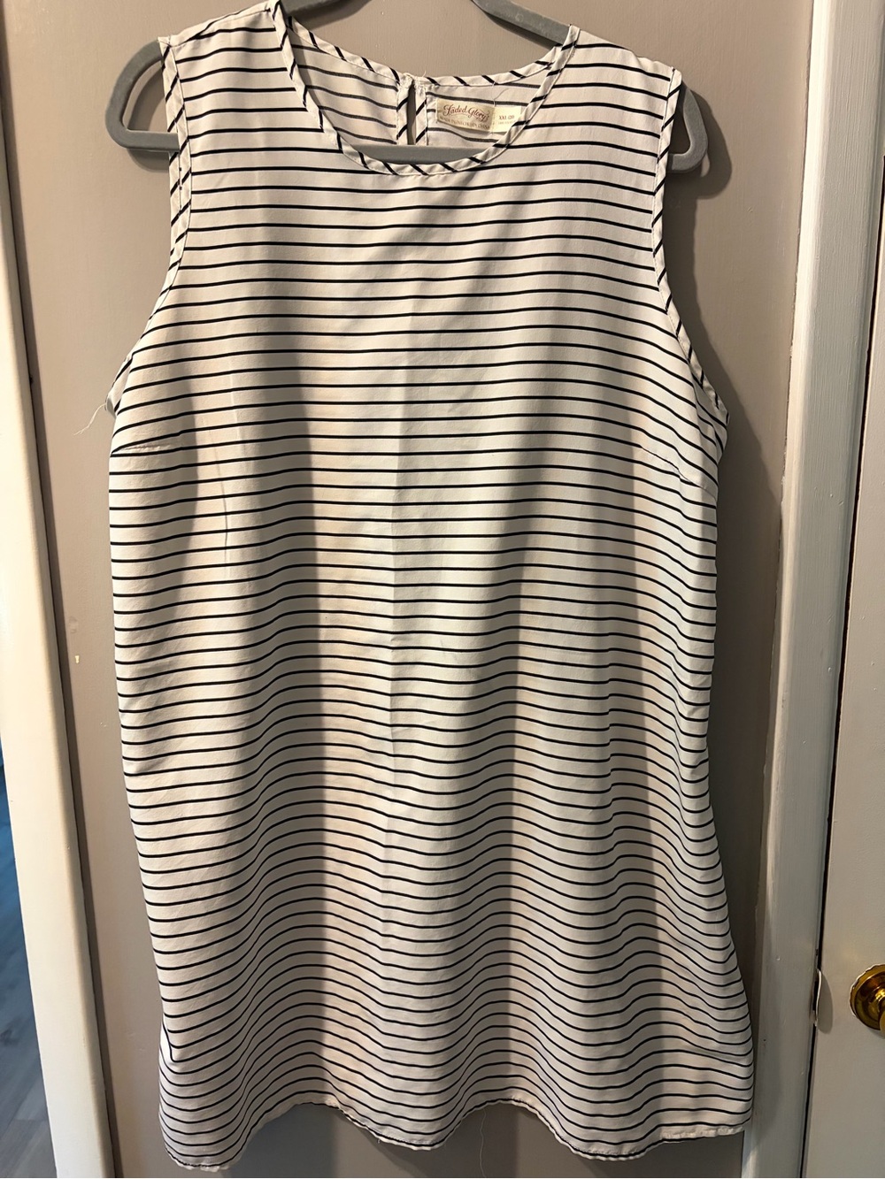 Faded Glory White Dress with Black Stripes